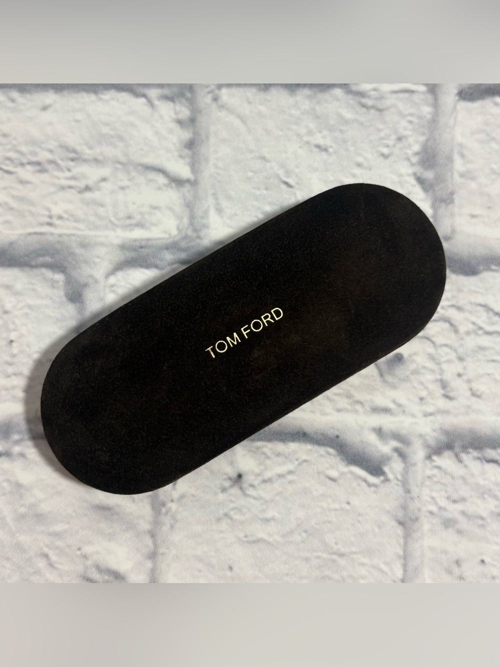 Tom Ford brown velvet texture clamshell sunglasses case